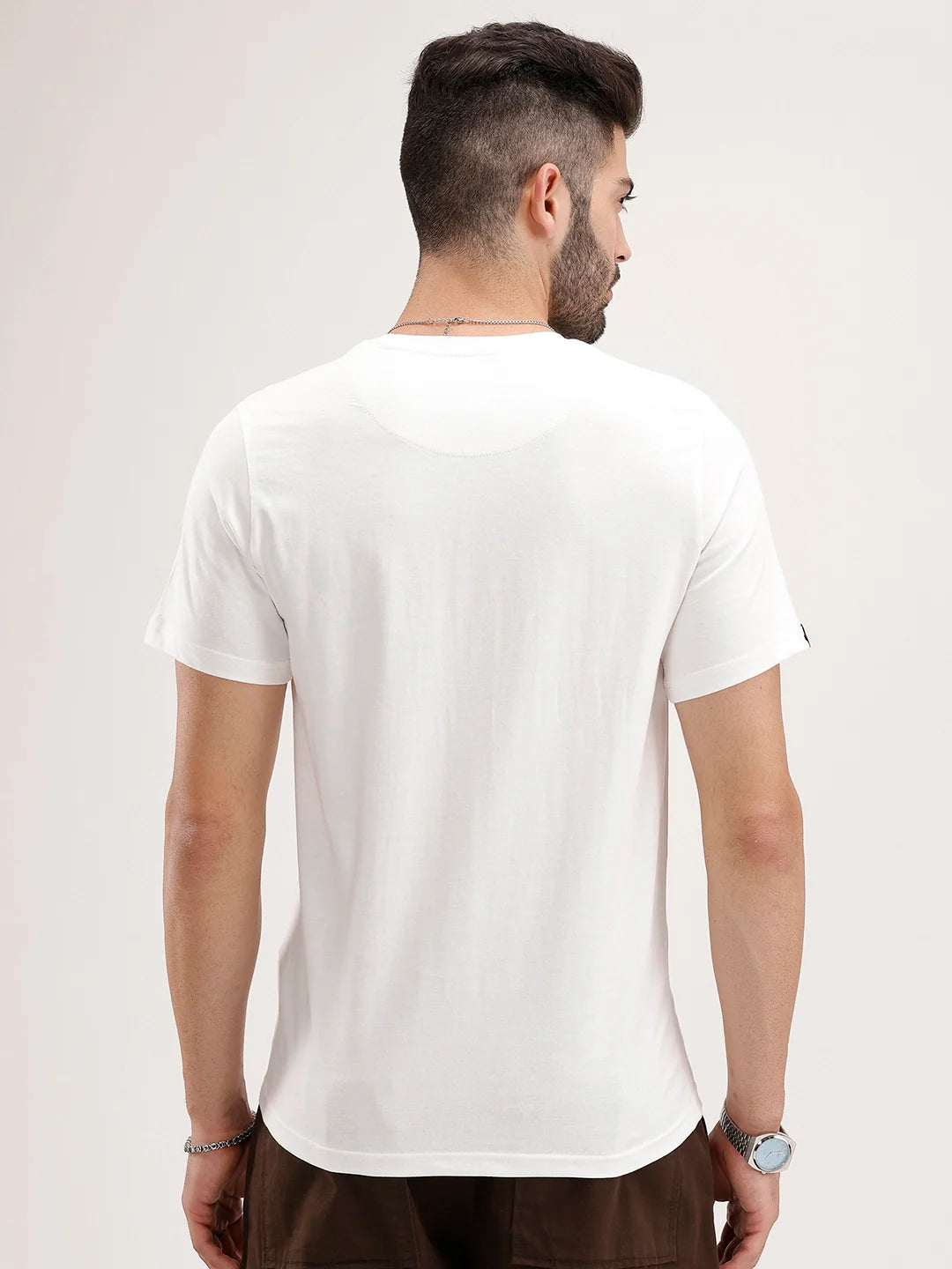 Slim Fit Placement Printed Tee | White