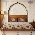 Serene 300 TC 100% Cotton Bedsheet with Pillow Covers, Panel Design - Aangan Brown