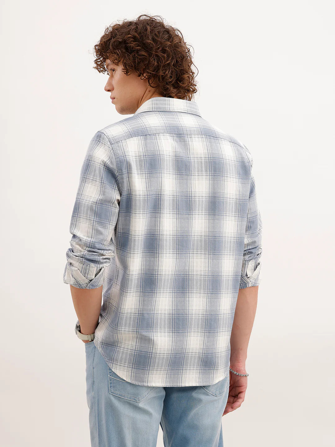Slim Fit Checkered Shirt  | Blue