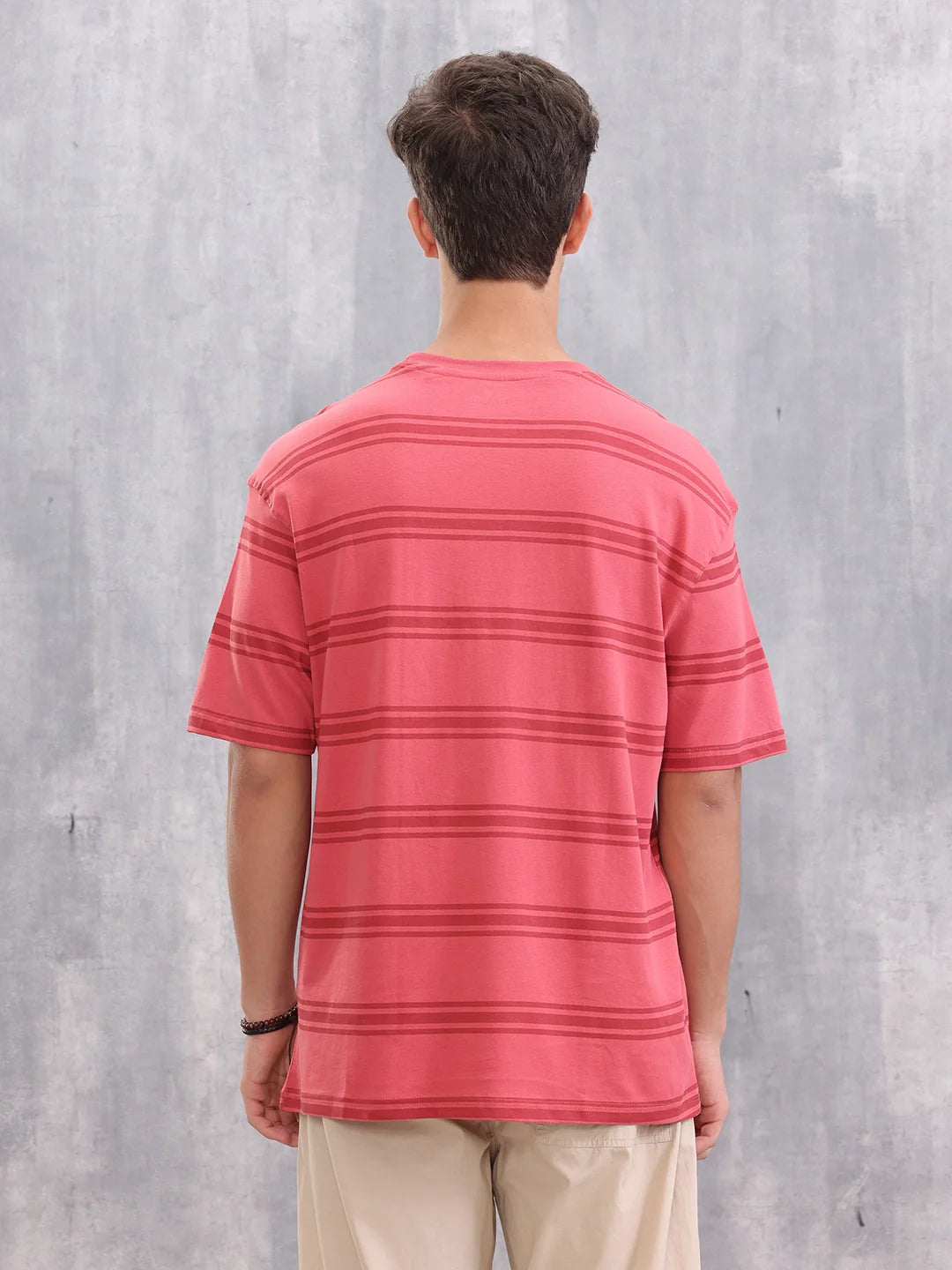 Printed All Over Striper Tee I Red