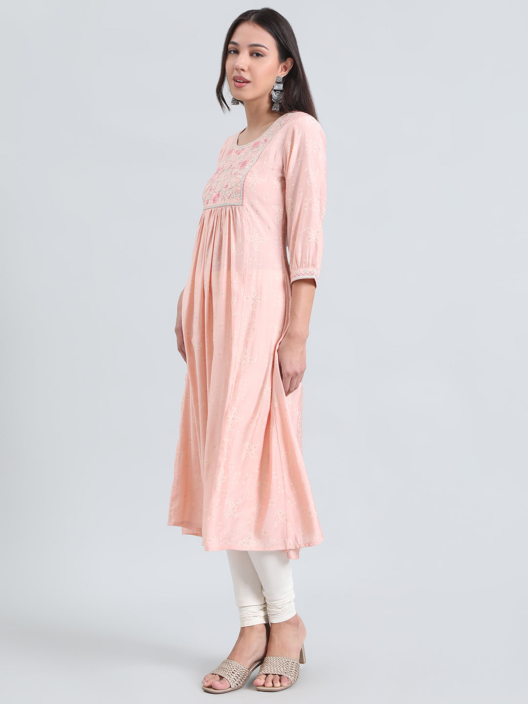 Viscose Bandhani Embriodery A-Line Kurta