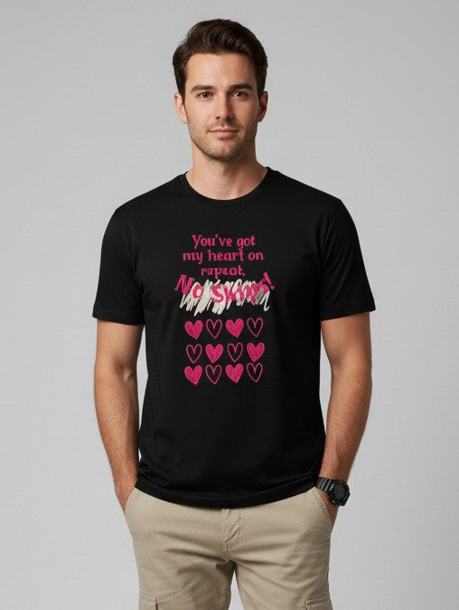 Men Printed Black Cotton Tshirt