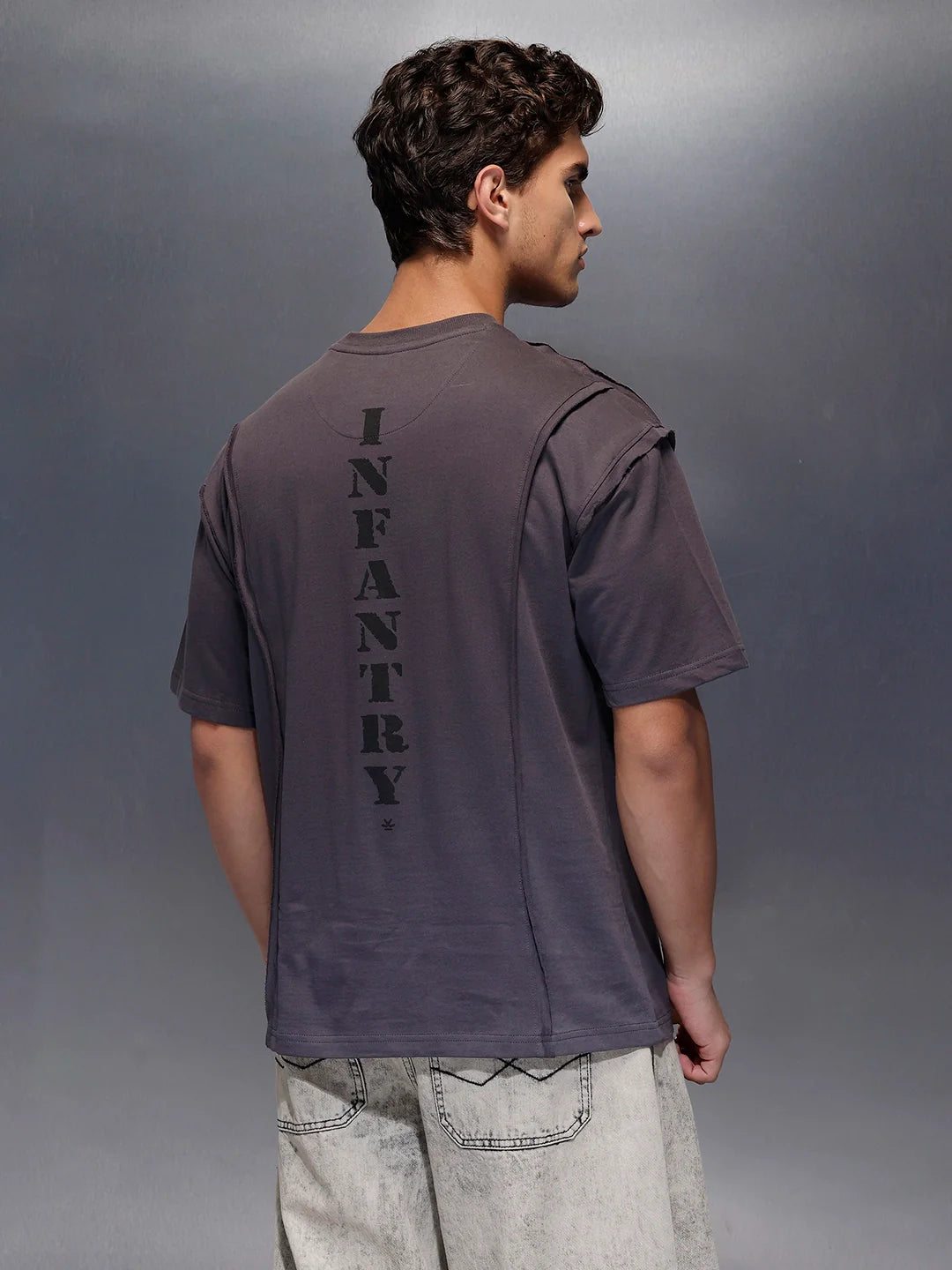 Oversized Cut And Sew T-Shirt   |  Charcoal