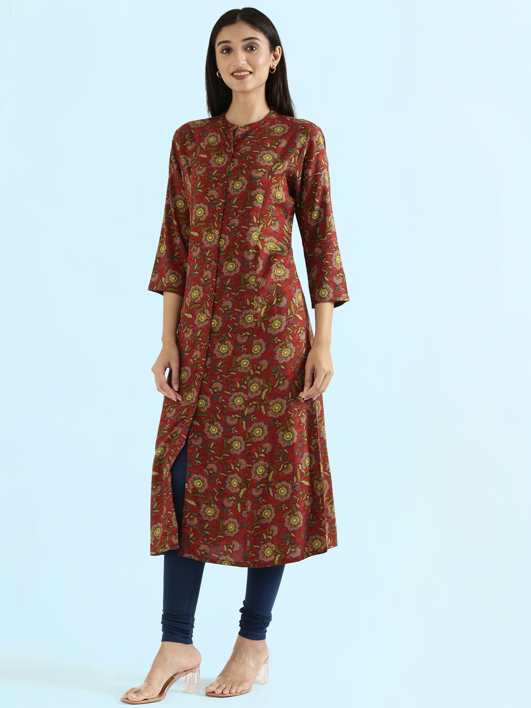 Viscose Mughal Floral Print A-Line Kurta