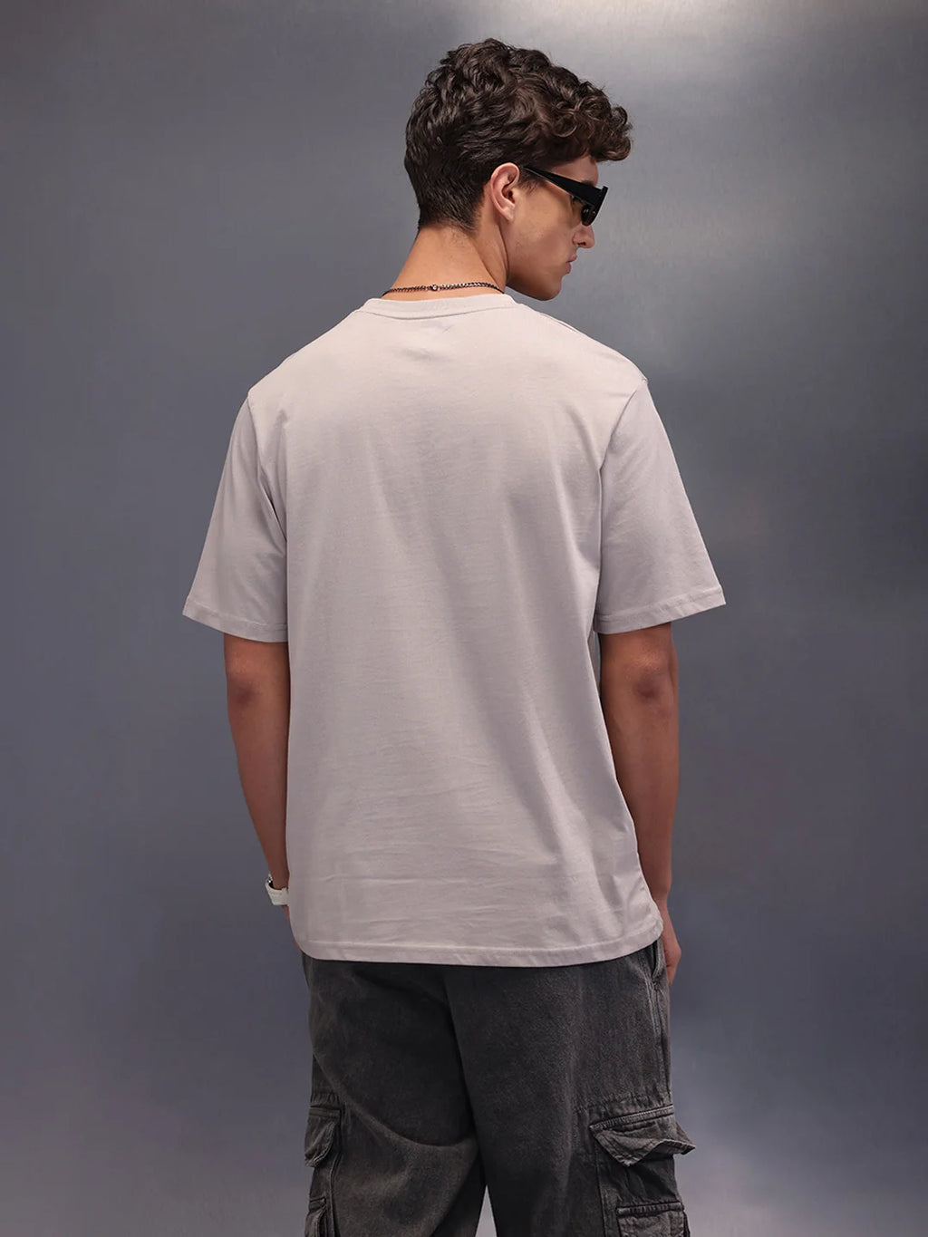 Placement Printed Oversized T-Shirt | Grey