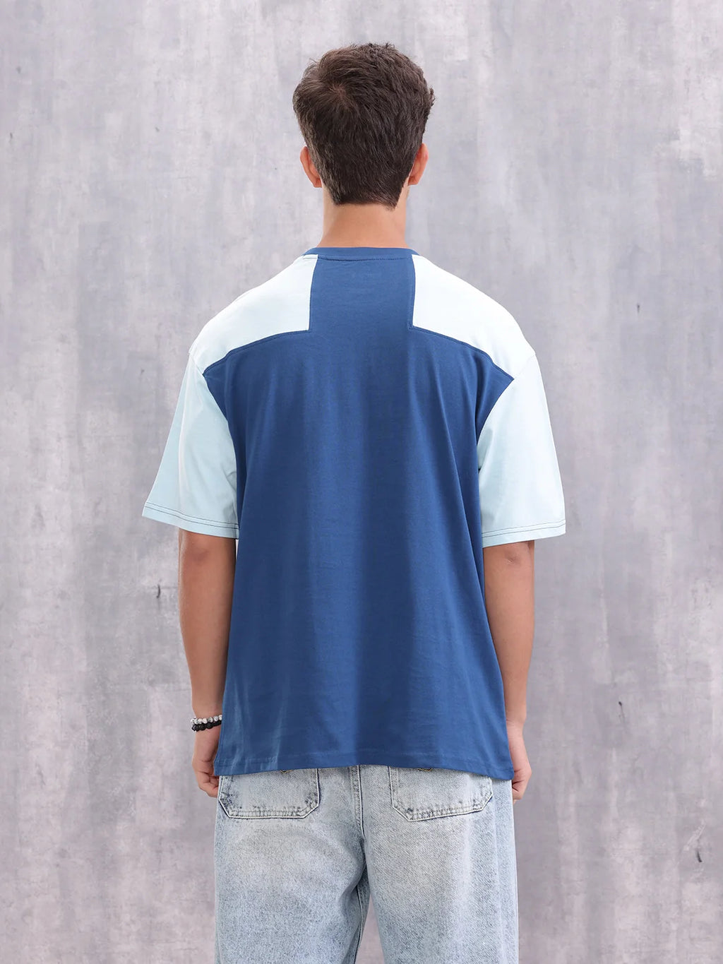 Graphic Printed Oversized Fit Cut &Sew T-Shirt | Blue