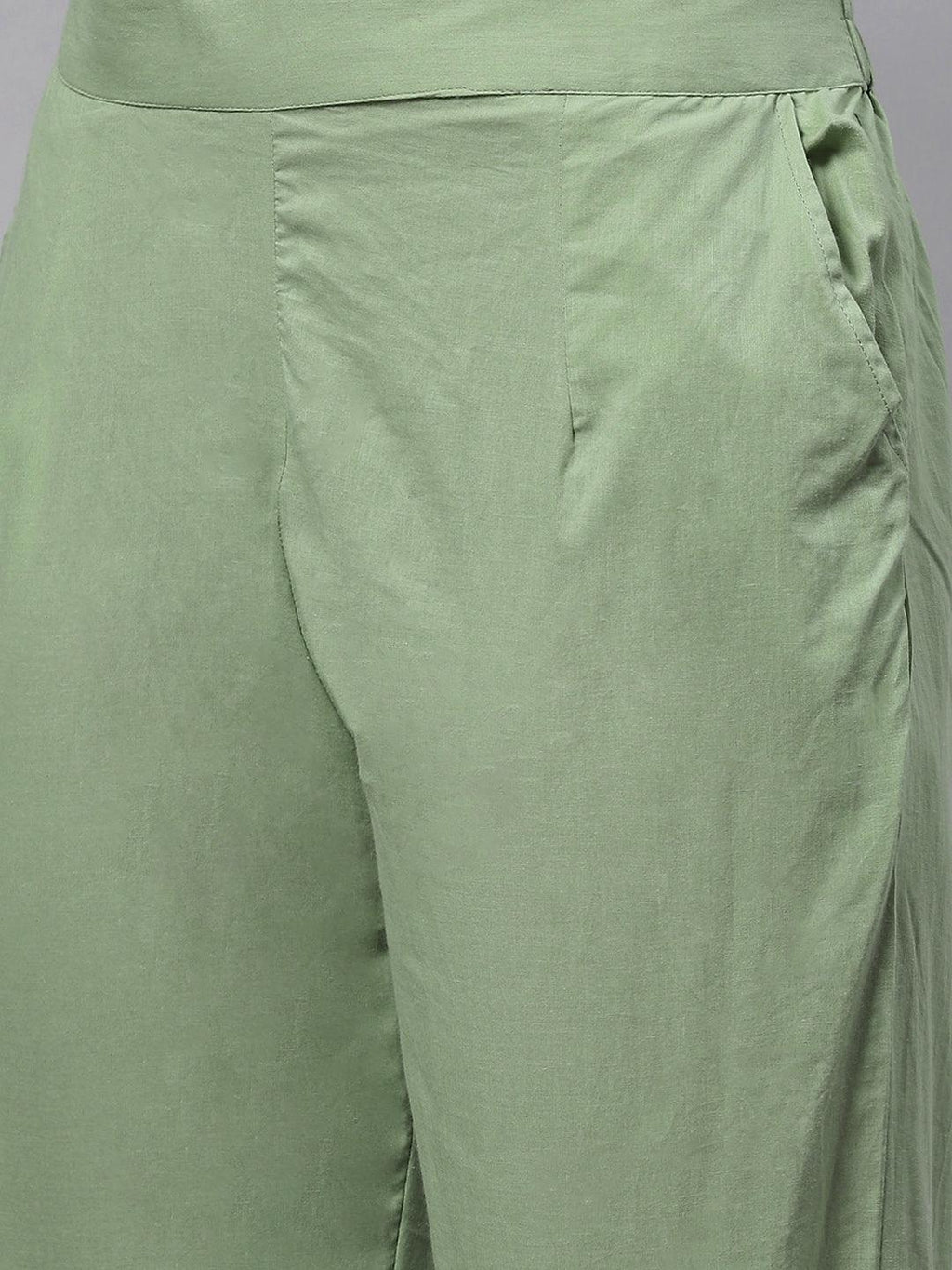 Divena Solid Green Anarkali Kurta Pant Set with Kota doria dupatta