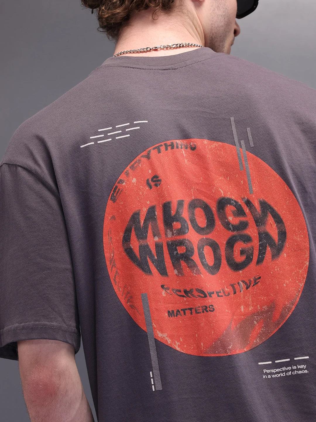 Back Printed Oversized T-Shirt | Dark Grey