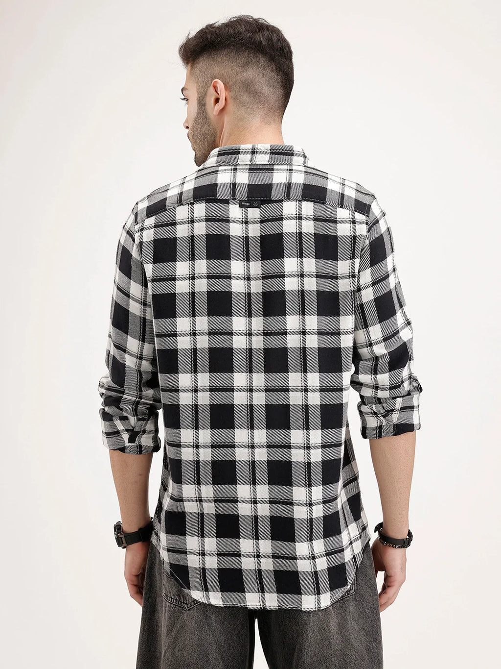 Regular Fit Checkered Shirt | Black