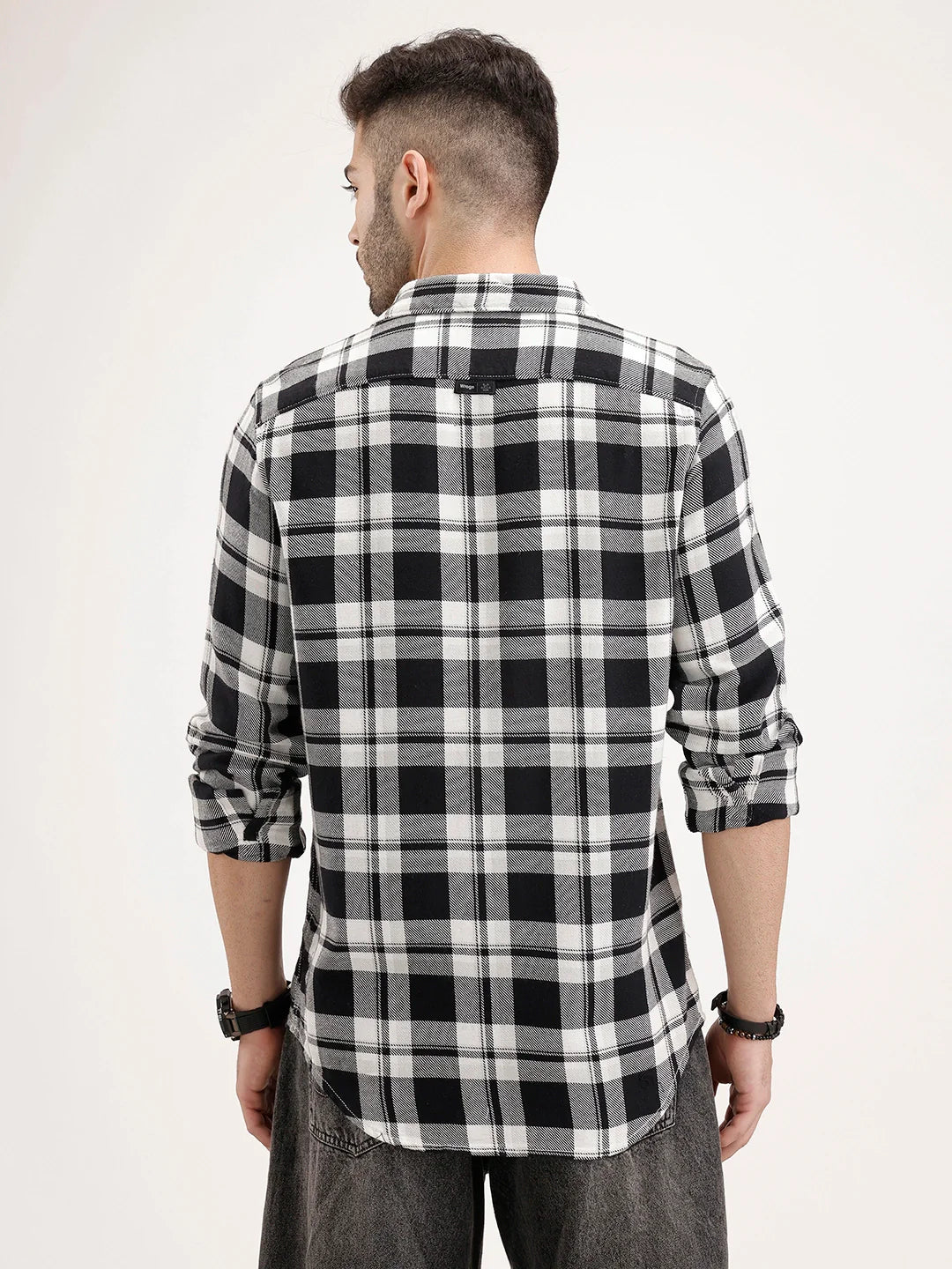 Regular Fit Checkered Shirt | Black
