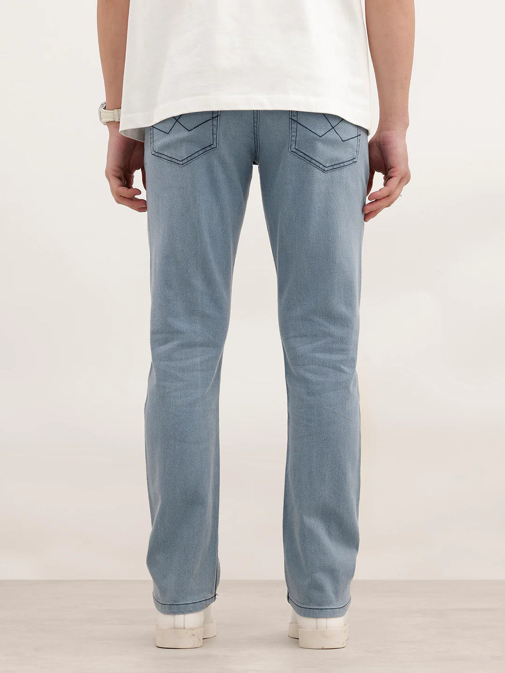 Solid Straight Fit Denim Jeans | Light Blue