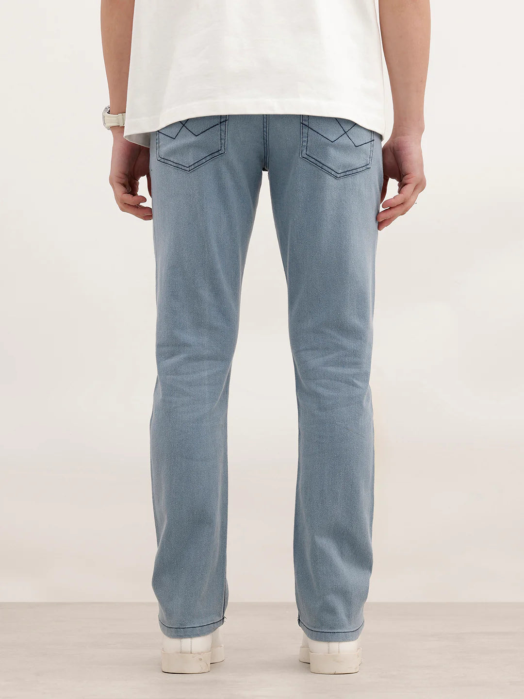 Solid Straight Fit Denim Jeans | Light Blue