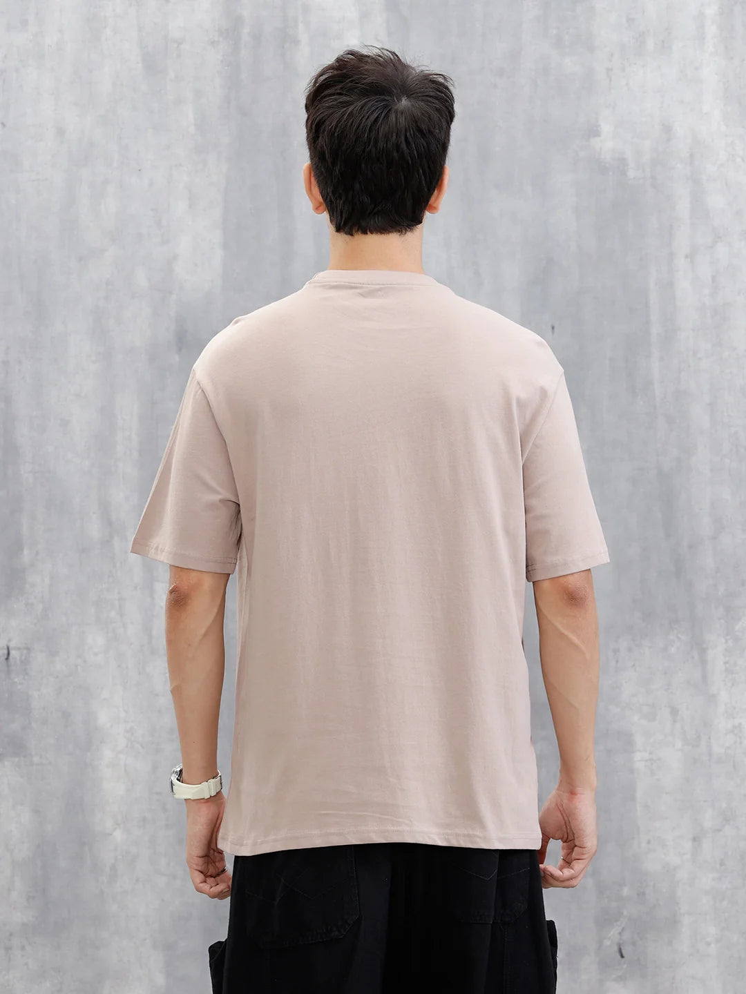 Embroidered Logo Oversized T-Shirt | Beige