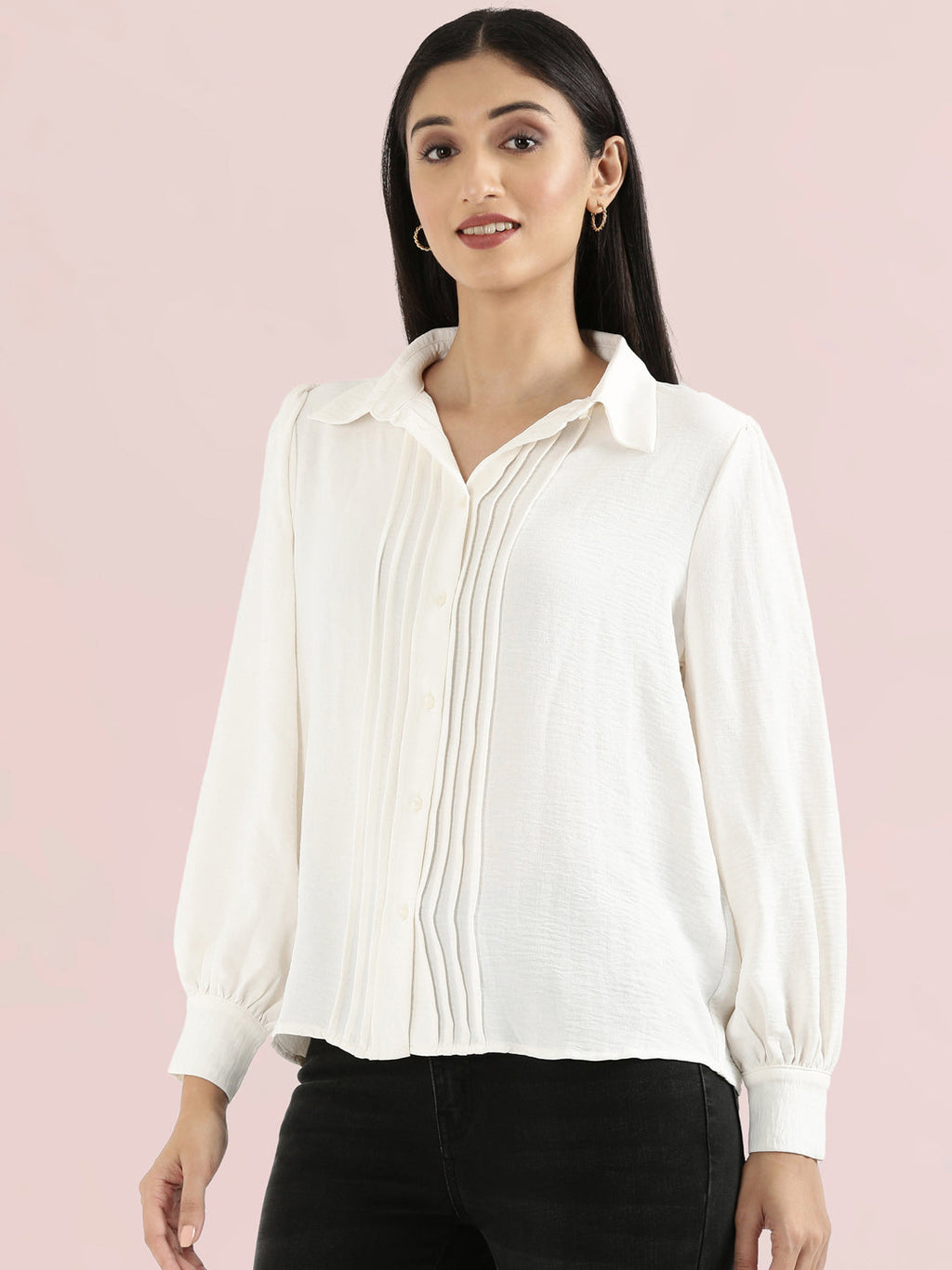 Hammered Classic Collar Pintuck Shirt