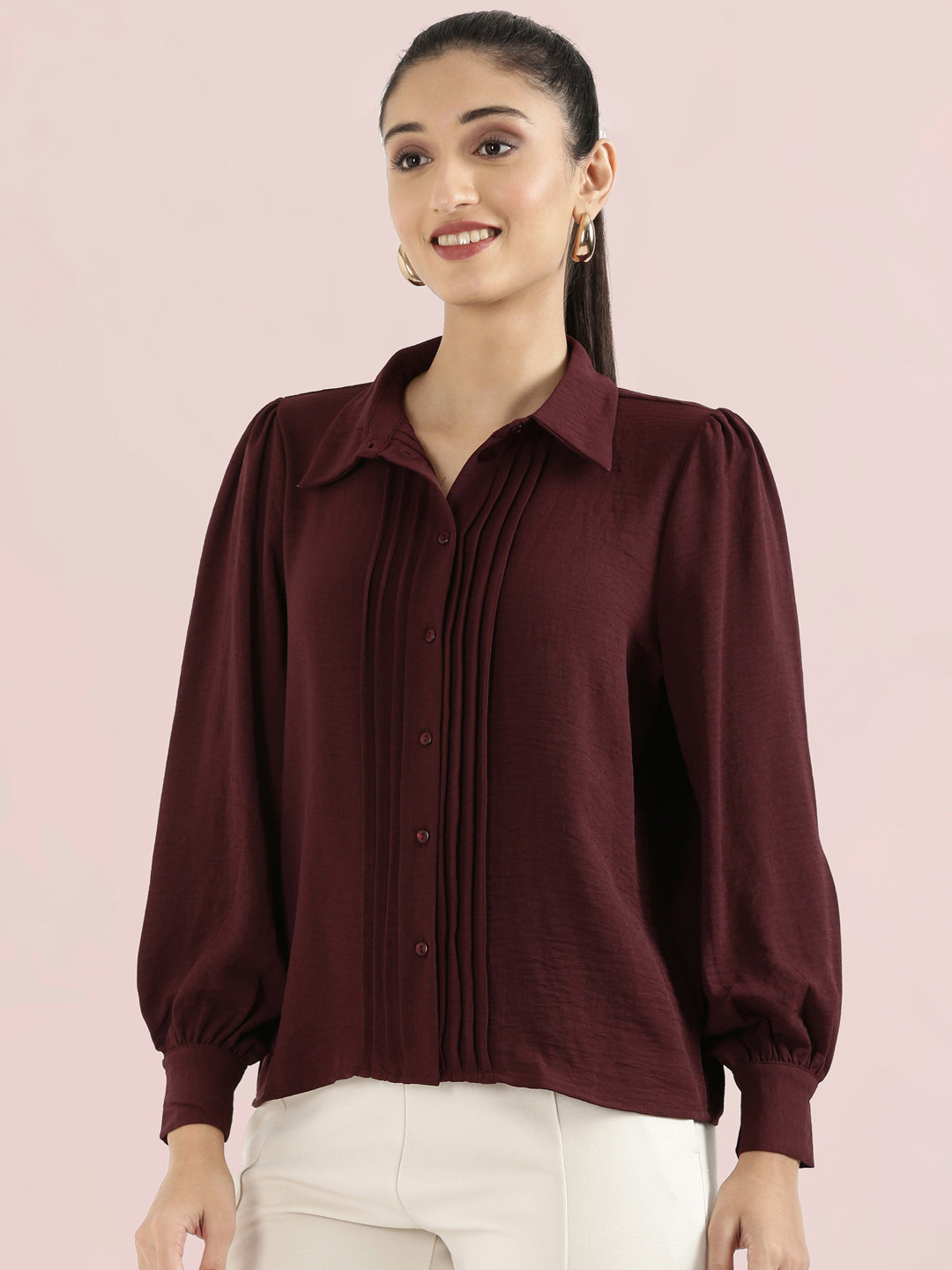 Hammered Classic Collar Pintuck Shirt