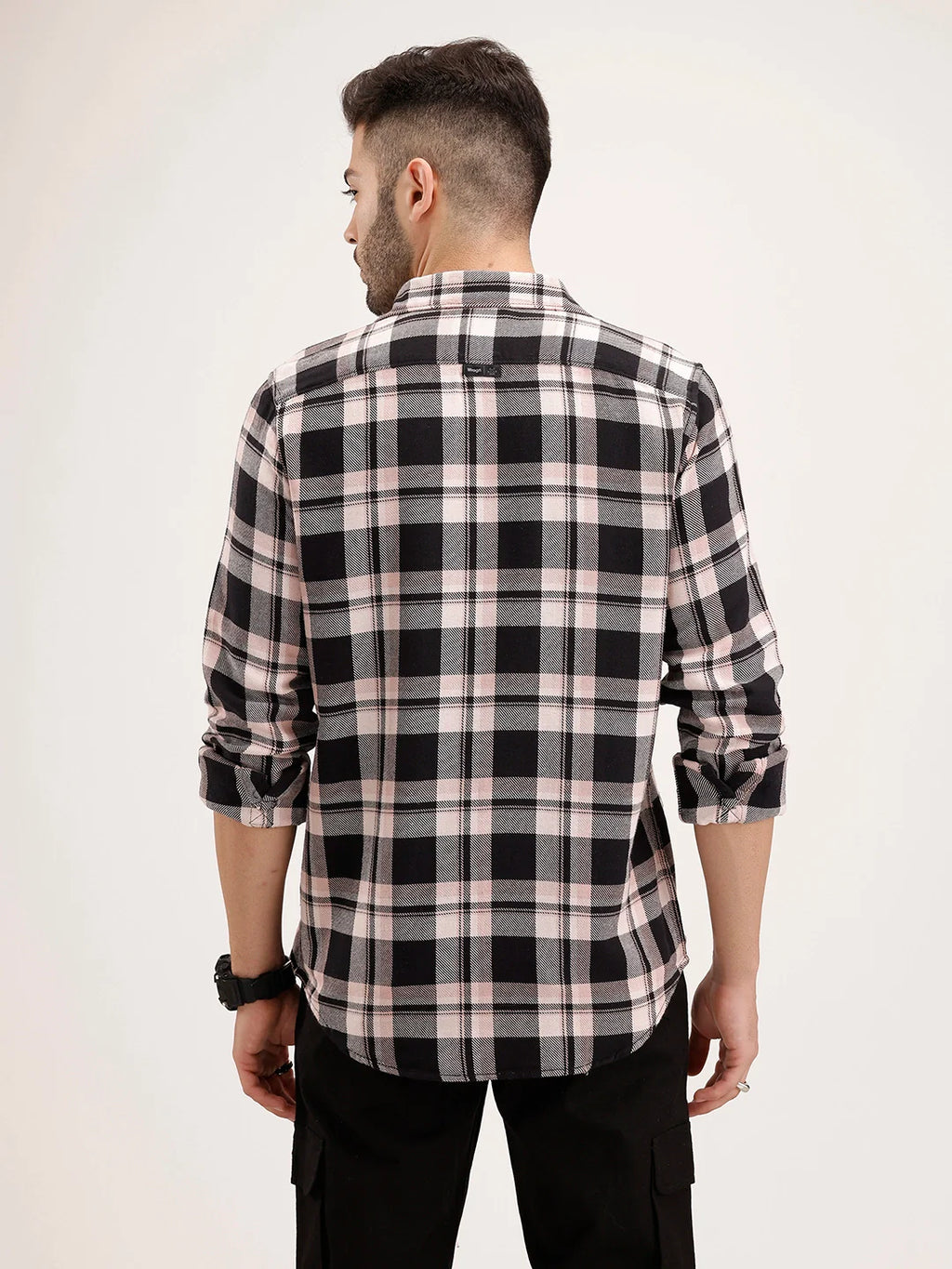 Regular Fit Checkered Shirt | Black