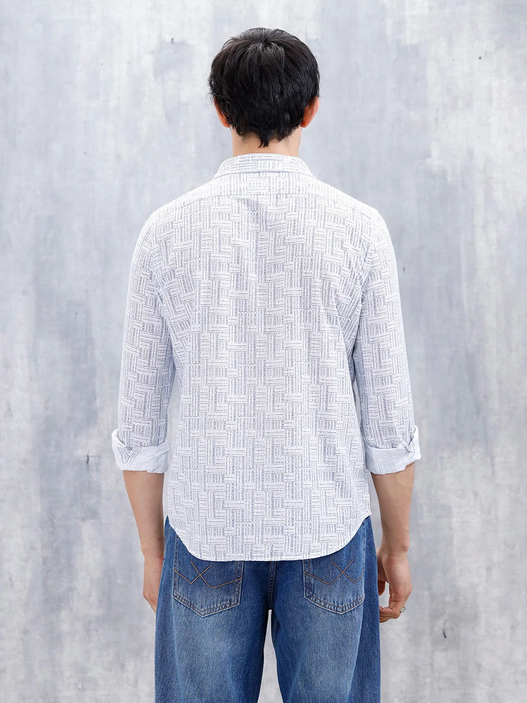 Printed Men's Casual Slim Fit Shirt | Blue