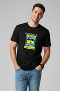 Men Printed Black Cotton Tshirt