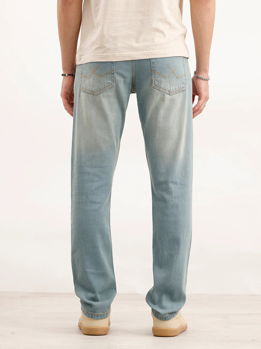Faded Slim Fit Distressed Denim Jeans | Light Blue
