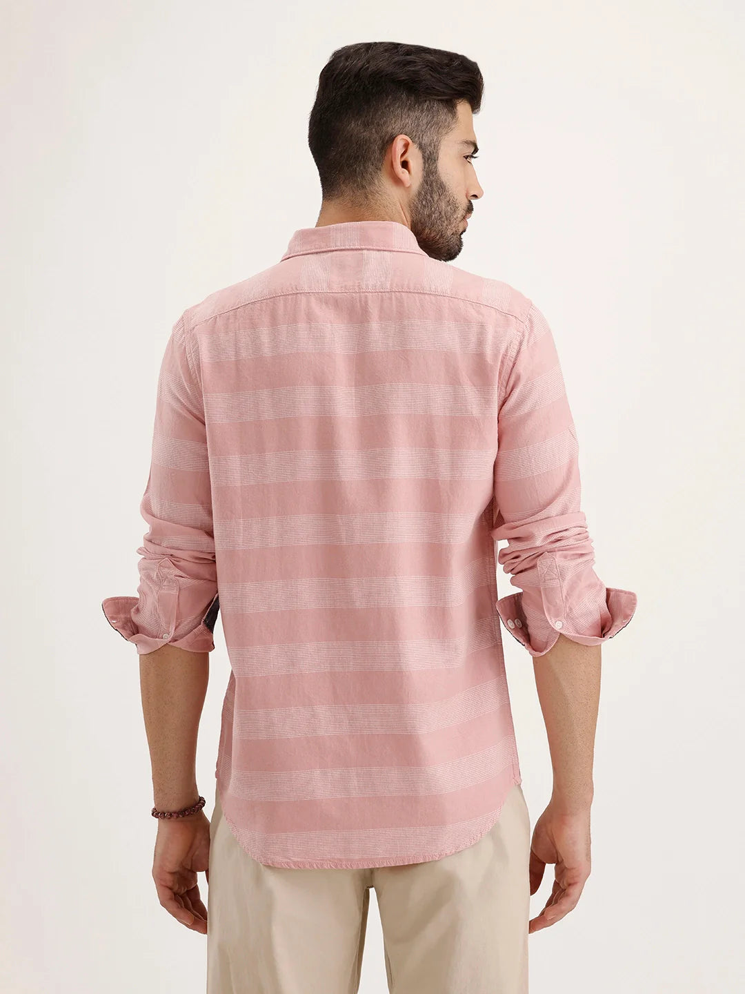 Regular Fit Striped Full Sleeve Shirt | Pink