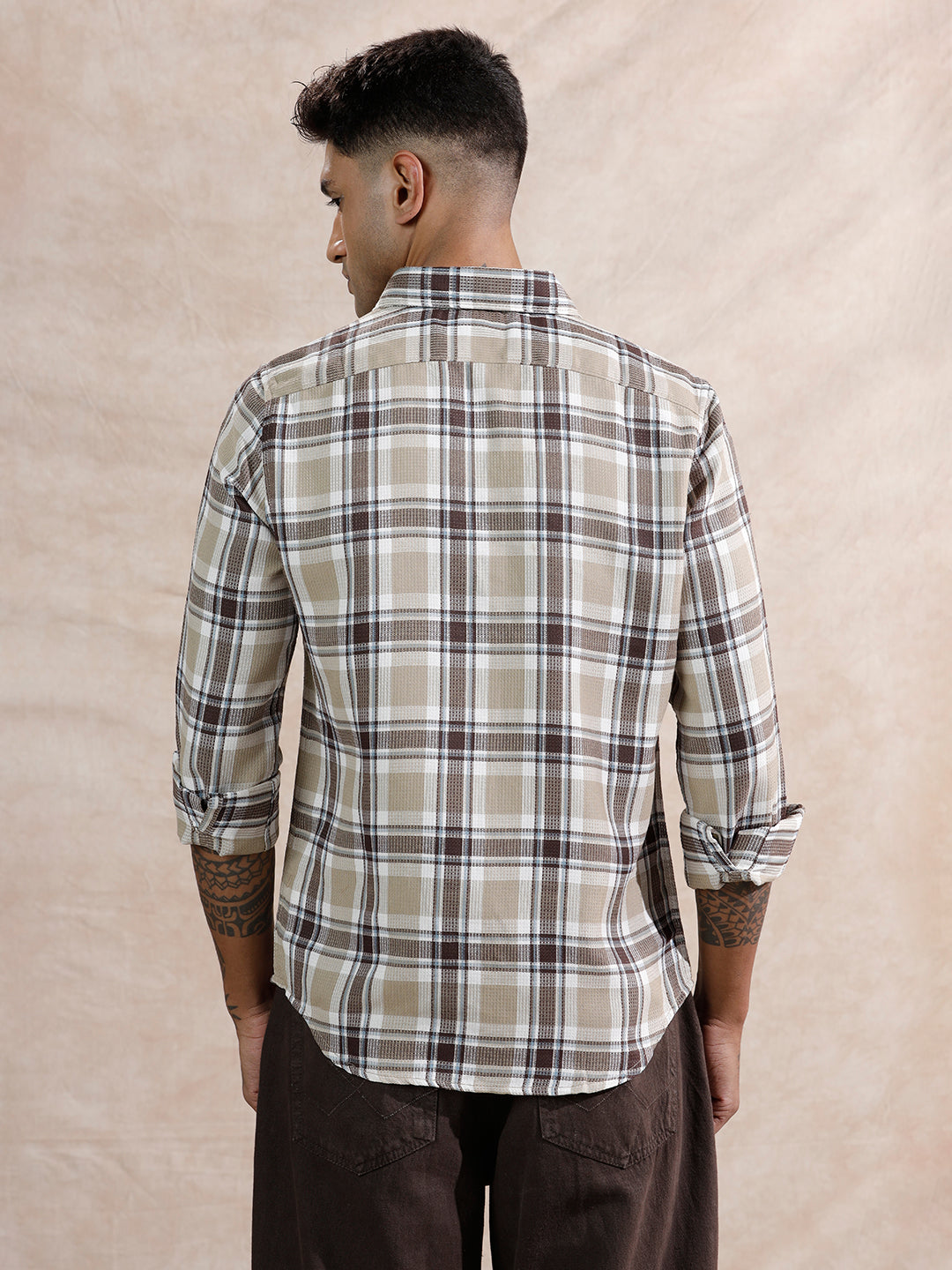 Checked Dobby Regular Fit Shirt | Brown
