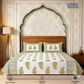 Serene 300 TC 100% Cotton Bedsheet with Pillow Covers, Panel Design - Kairavi Soft Yellow