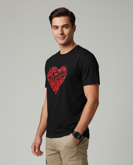 Men Printed Black Cotton Tshirt