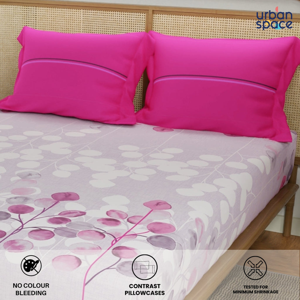 Divine Collection - Cotton Bedsheet With 2 Pillow Covers, Mars Purple