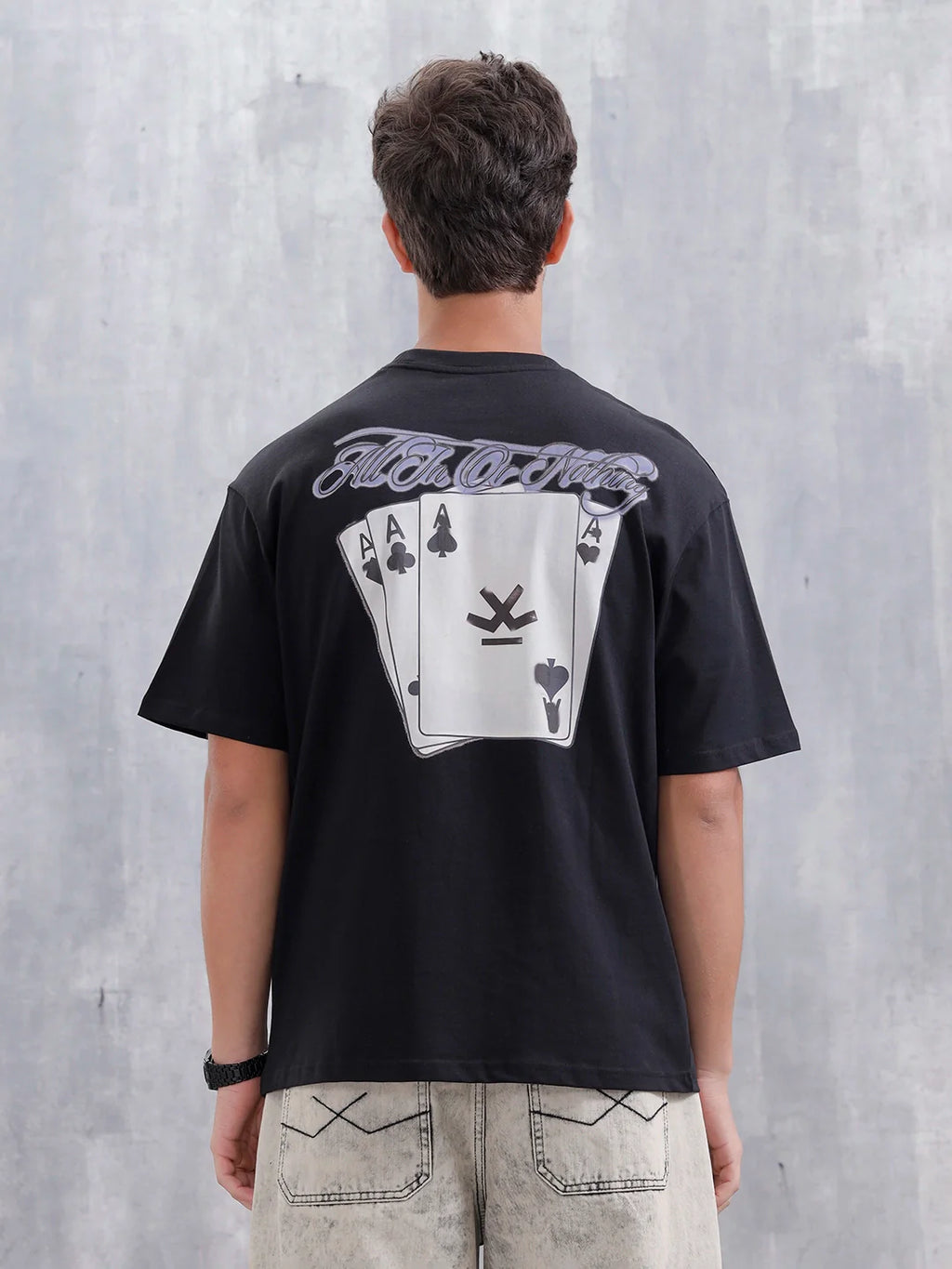 Casual Men Oversized Fit Tee With Graphic | Black