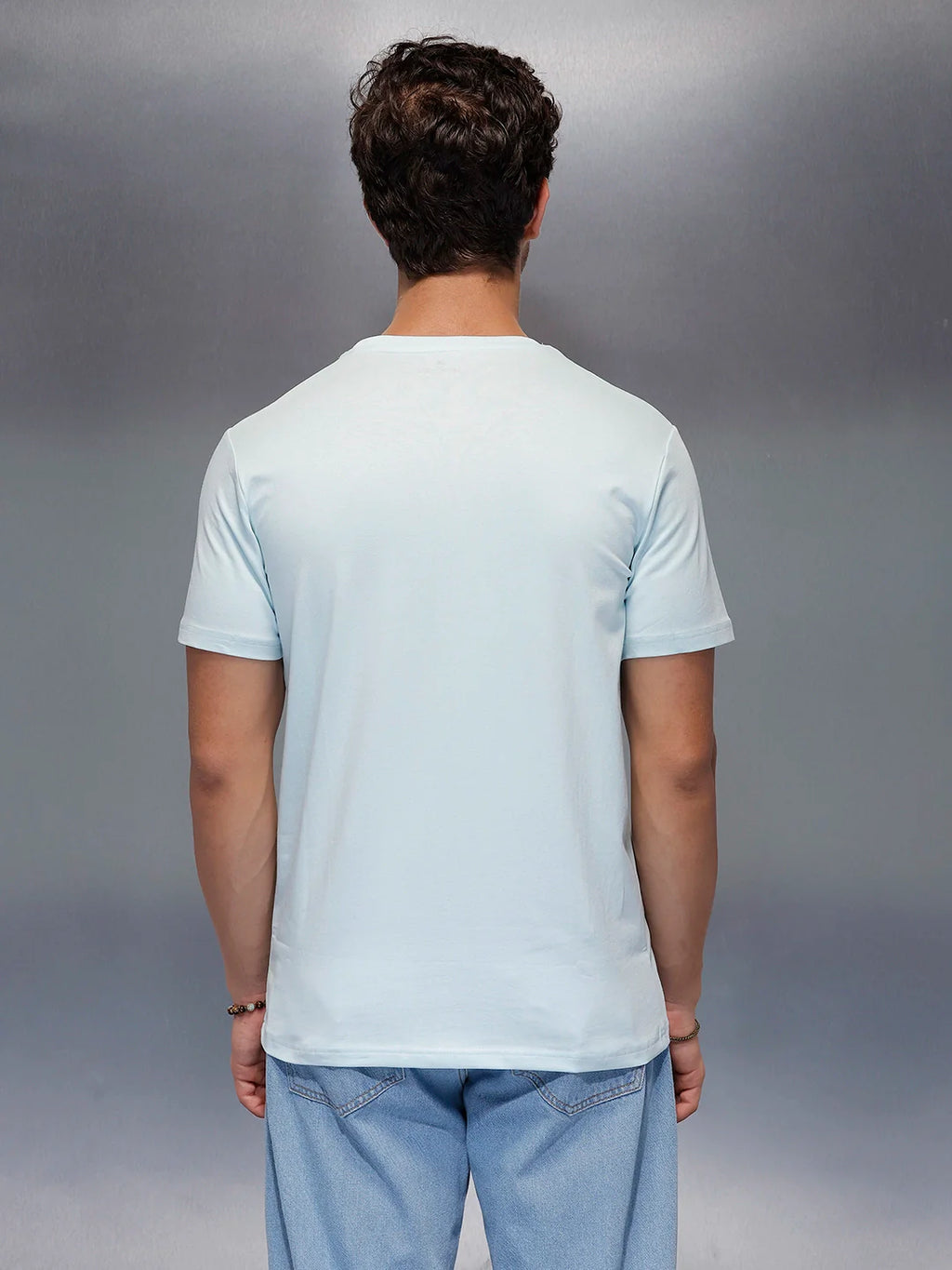 Solid Regular Fit T-Shirt   |  Light Blue