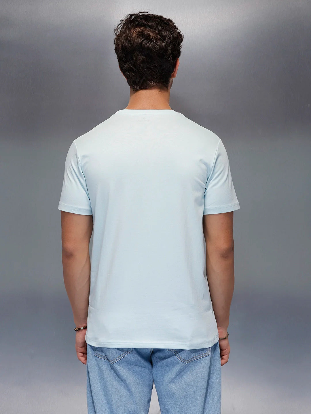 Solid Regular Fit T-Shirt   |  Light Blue