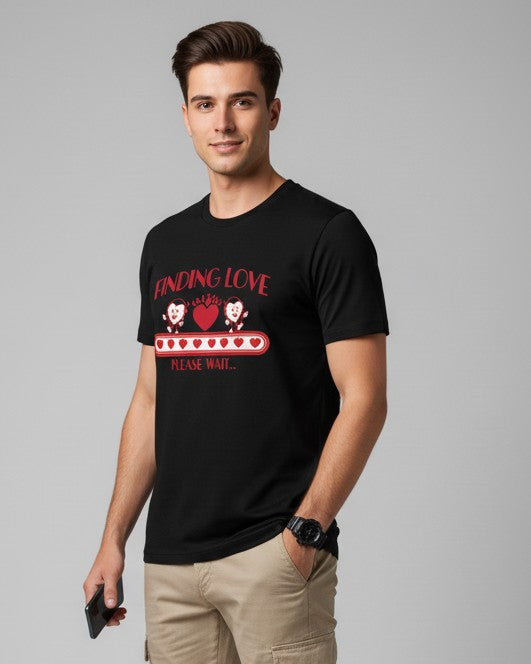 Men Printed Black Cotton Tshirt