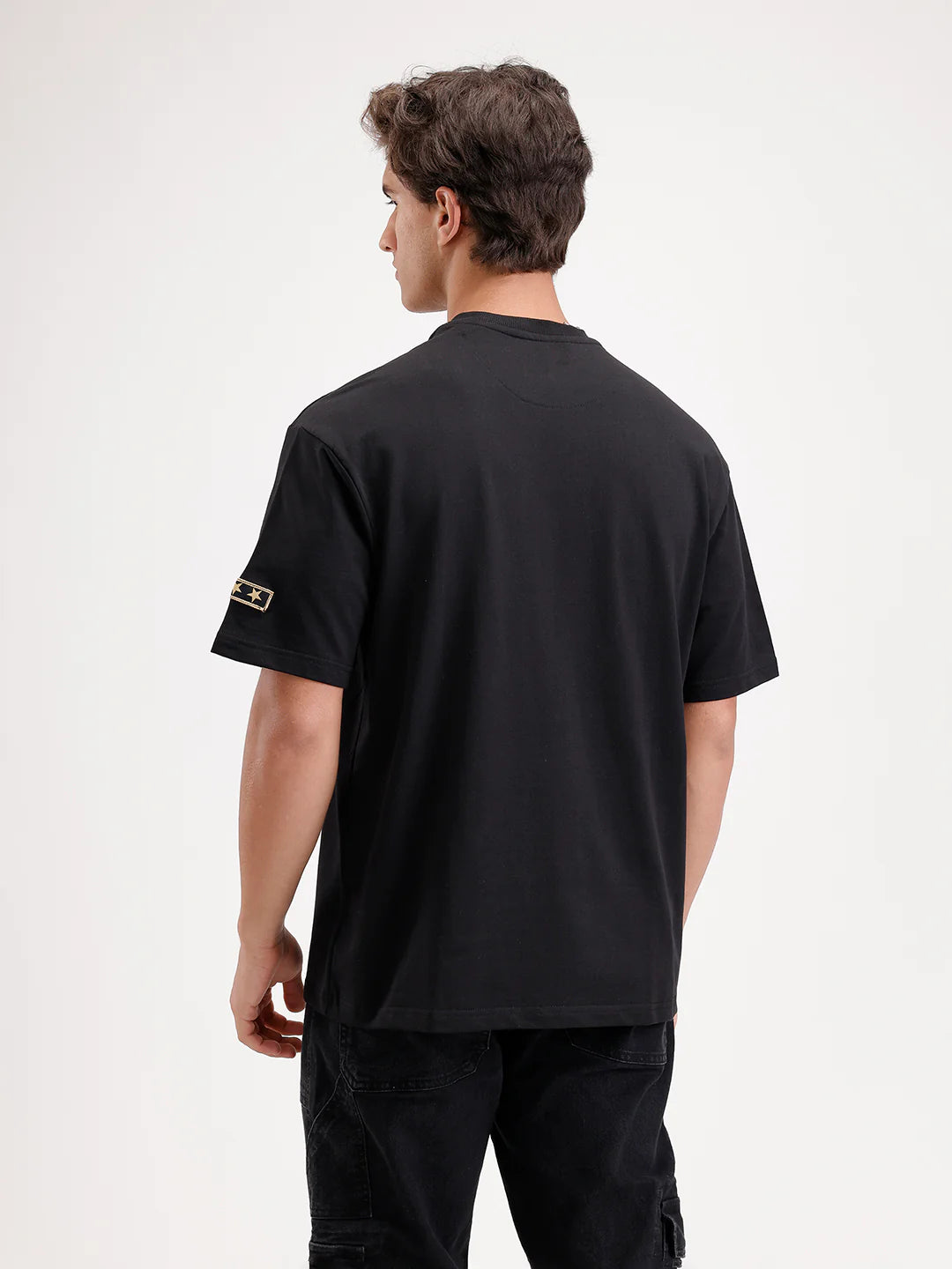 Oversized Placement Printed T-Shirt  | Black