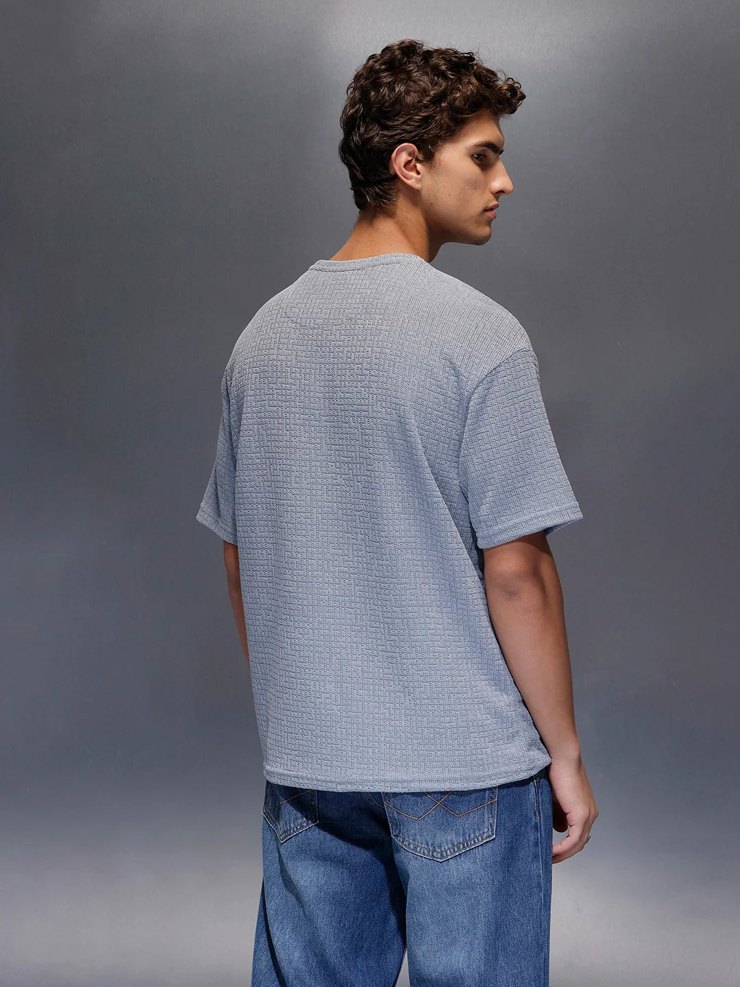 Men's Textured Oversized T-shirt  |  Grey