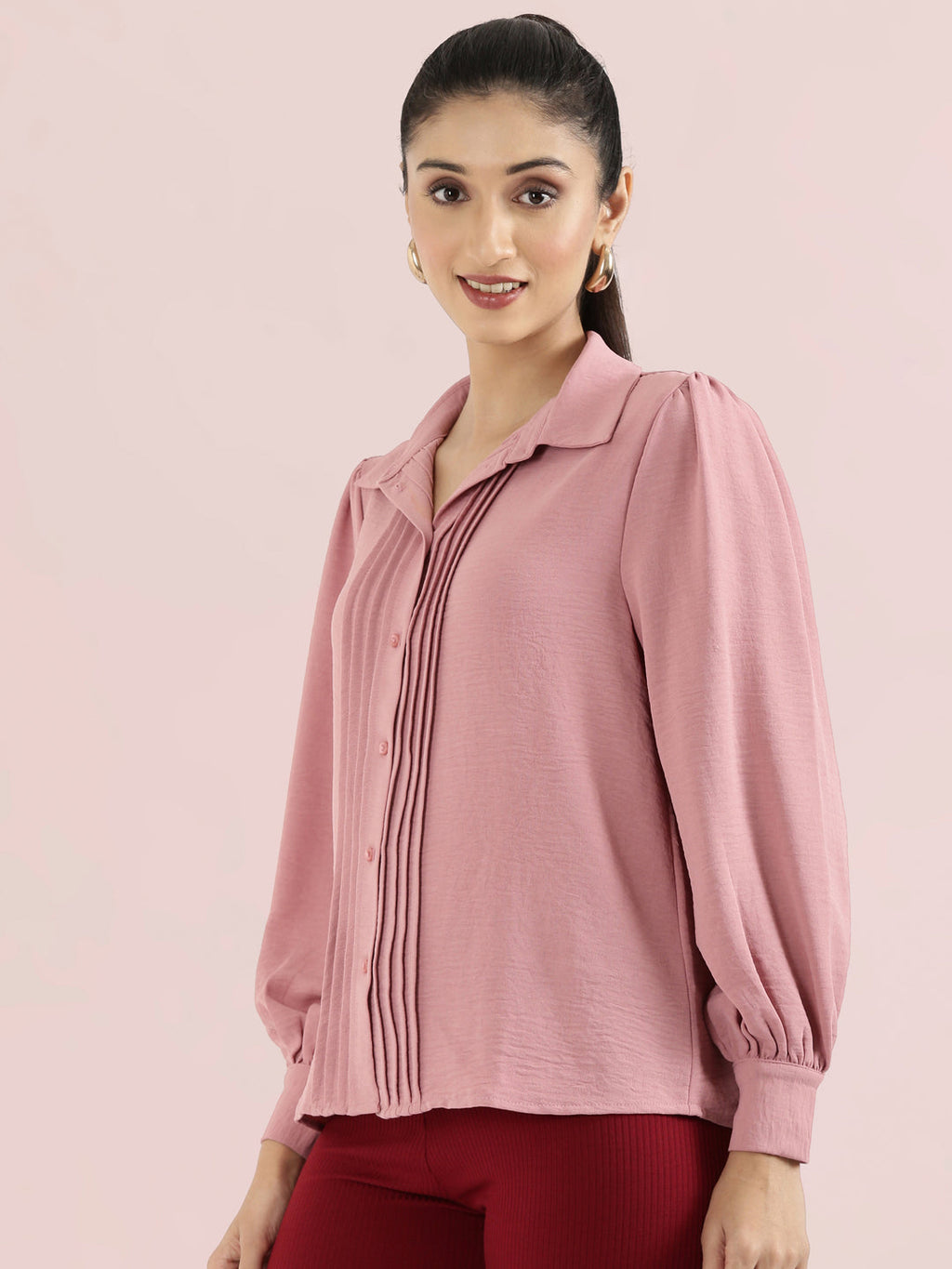 Hammered Classic Collar Pintuck Shirt