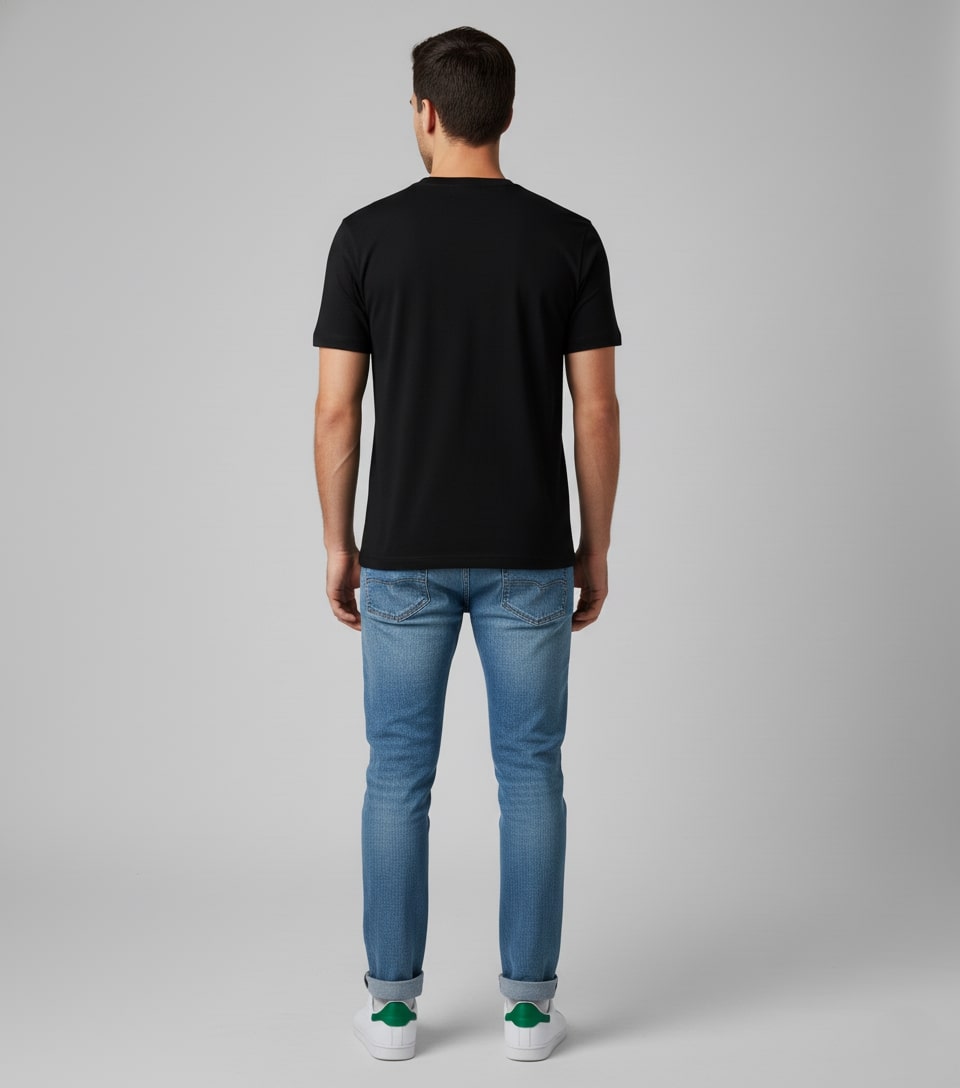 Men Printed Black Cotton Tshirt