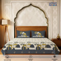 Serene 300 TC 100% Cotton Bedsheet with Pillow Covers, Panel Design - Aangan Grey