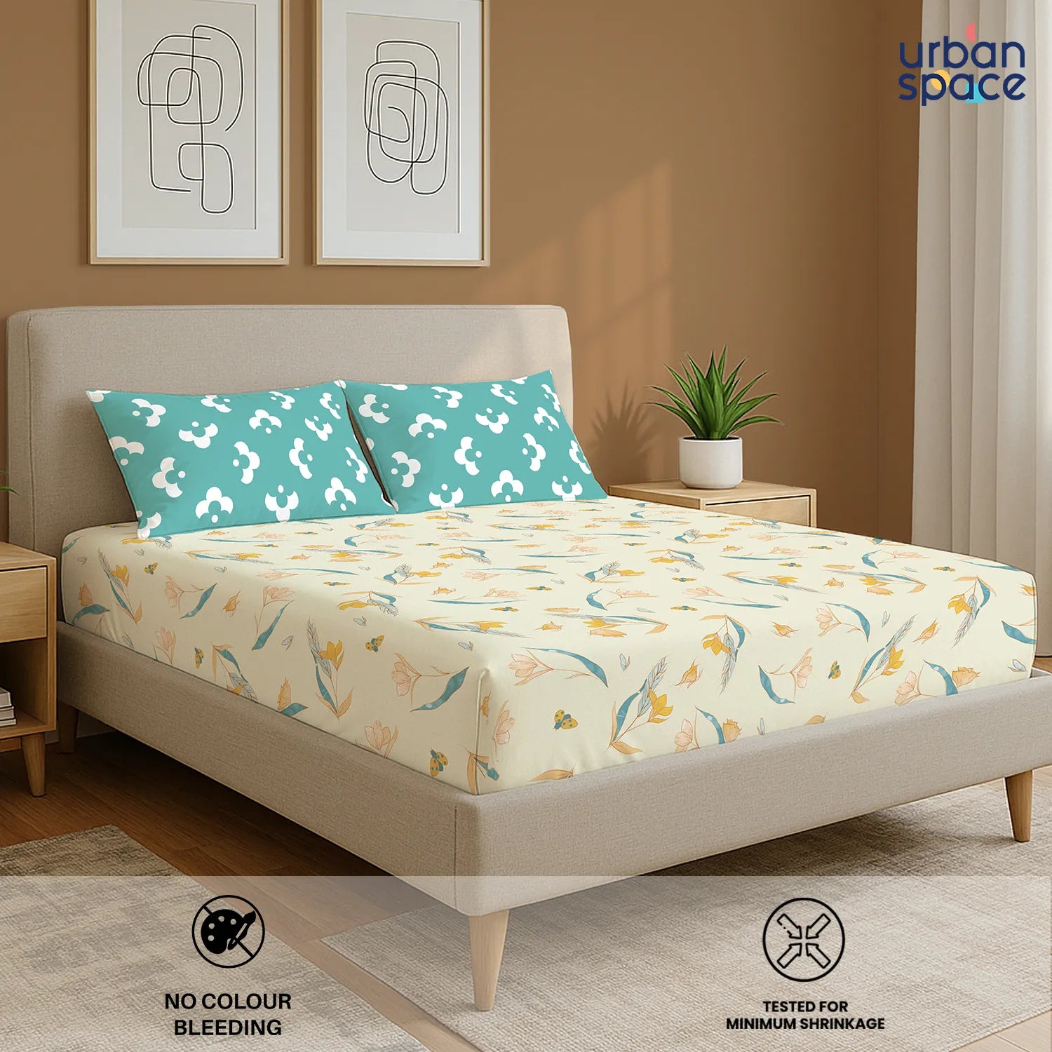 Divine Collection - Cotton Bedsheet With 2 Pillow Covers, Sprinkle Buttercream