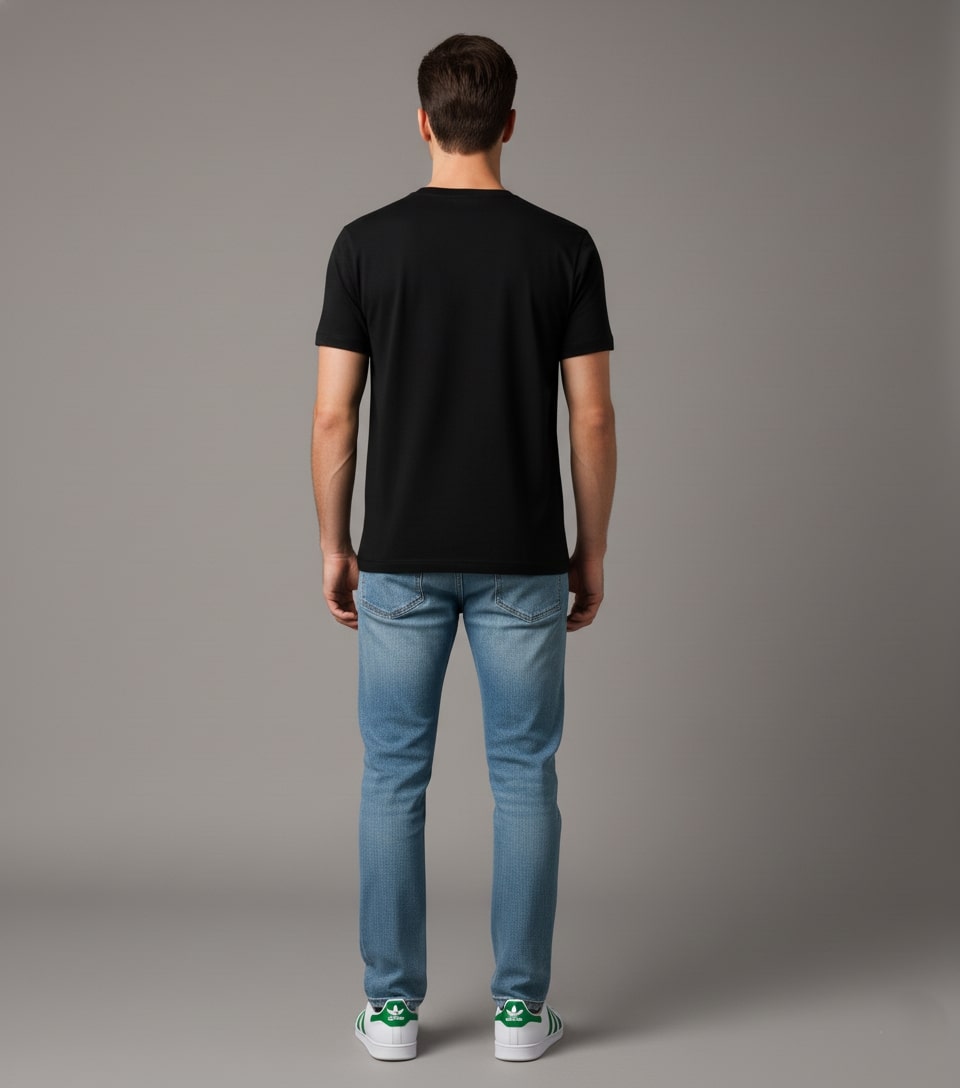 Men Printed Black Cotton Tshirt