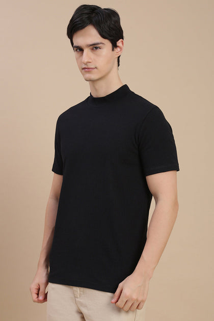 Men Black Basic Crew Neck T-Shirt