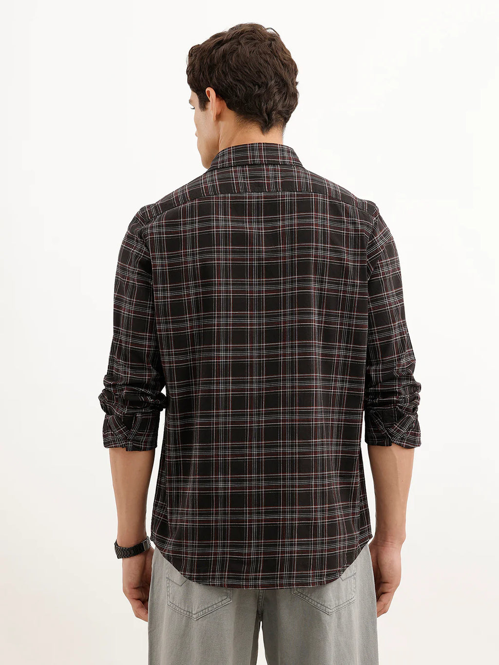 Classic Slim Fit Checkered Shirt  | Black