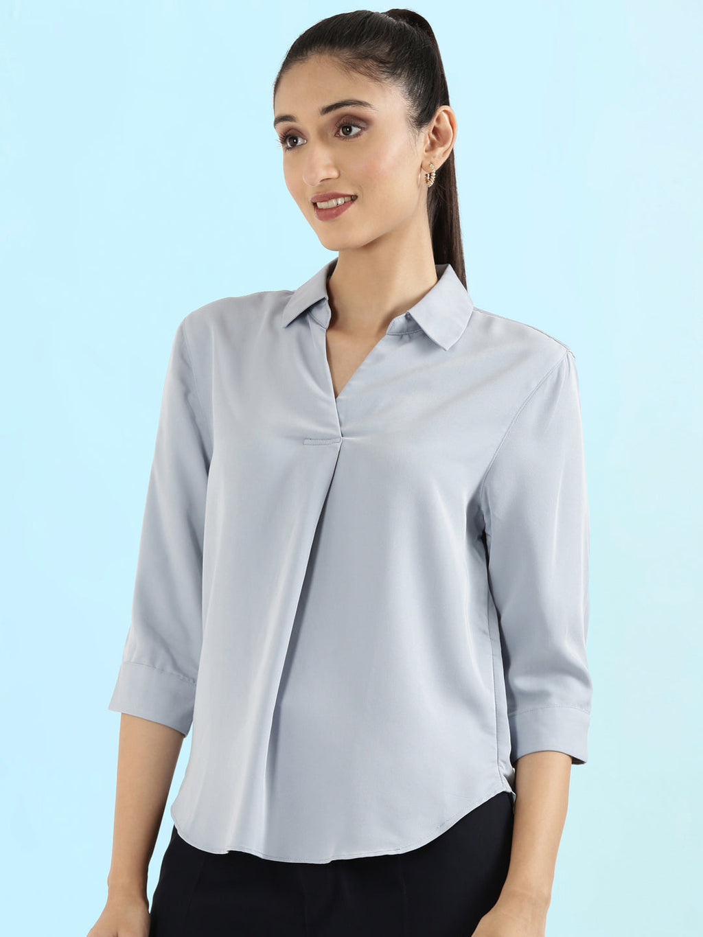 Rayon Polo Collar Top