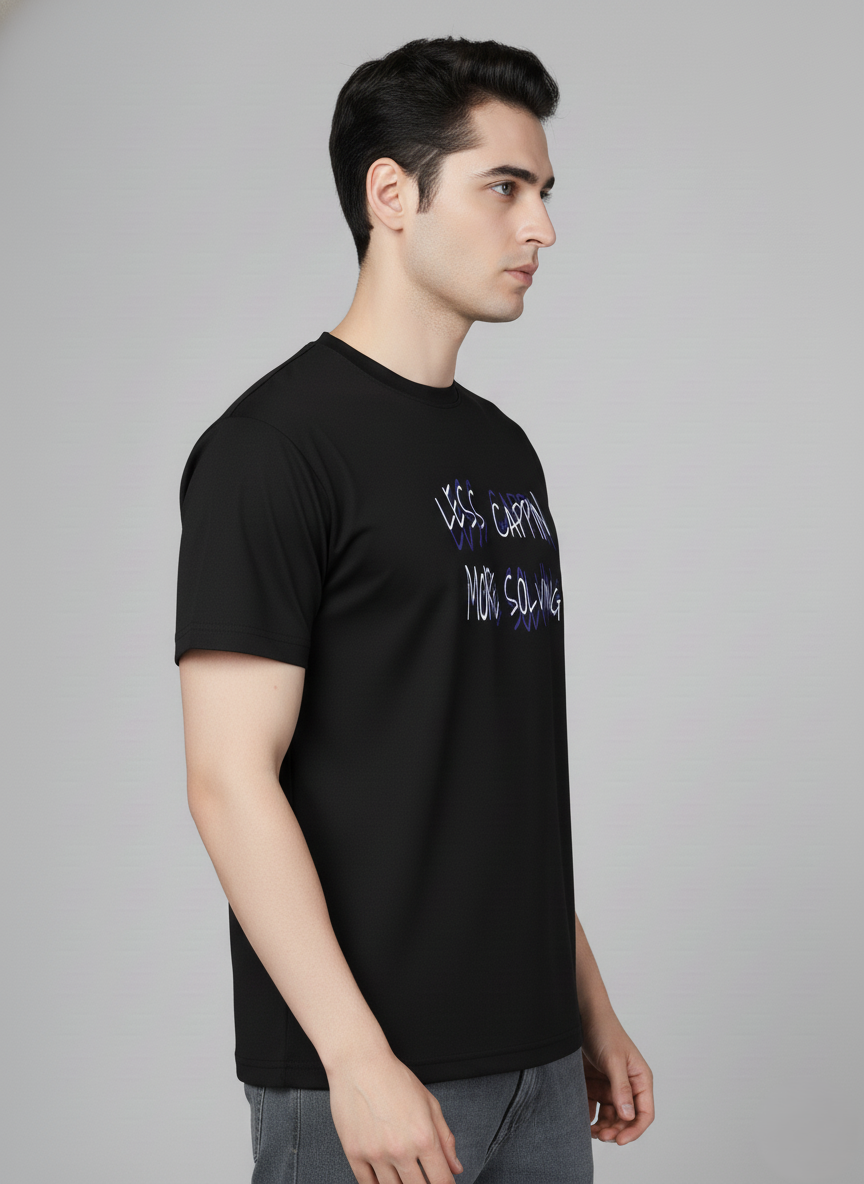 Men Cotton Black Printed Tshirt