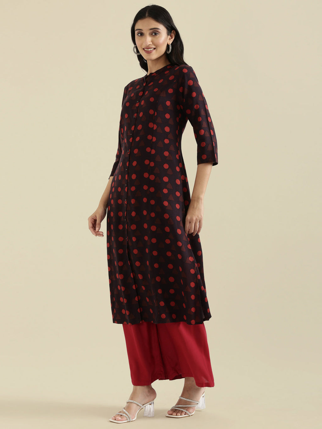 Viscose Geometric Print A-Line Kurta