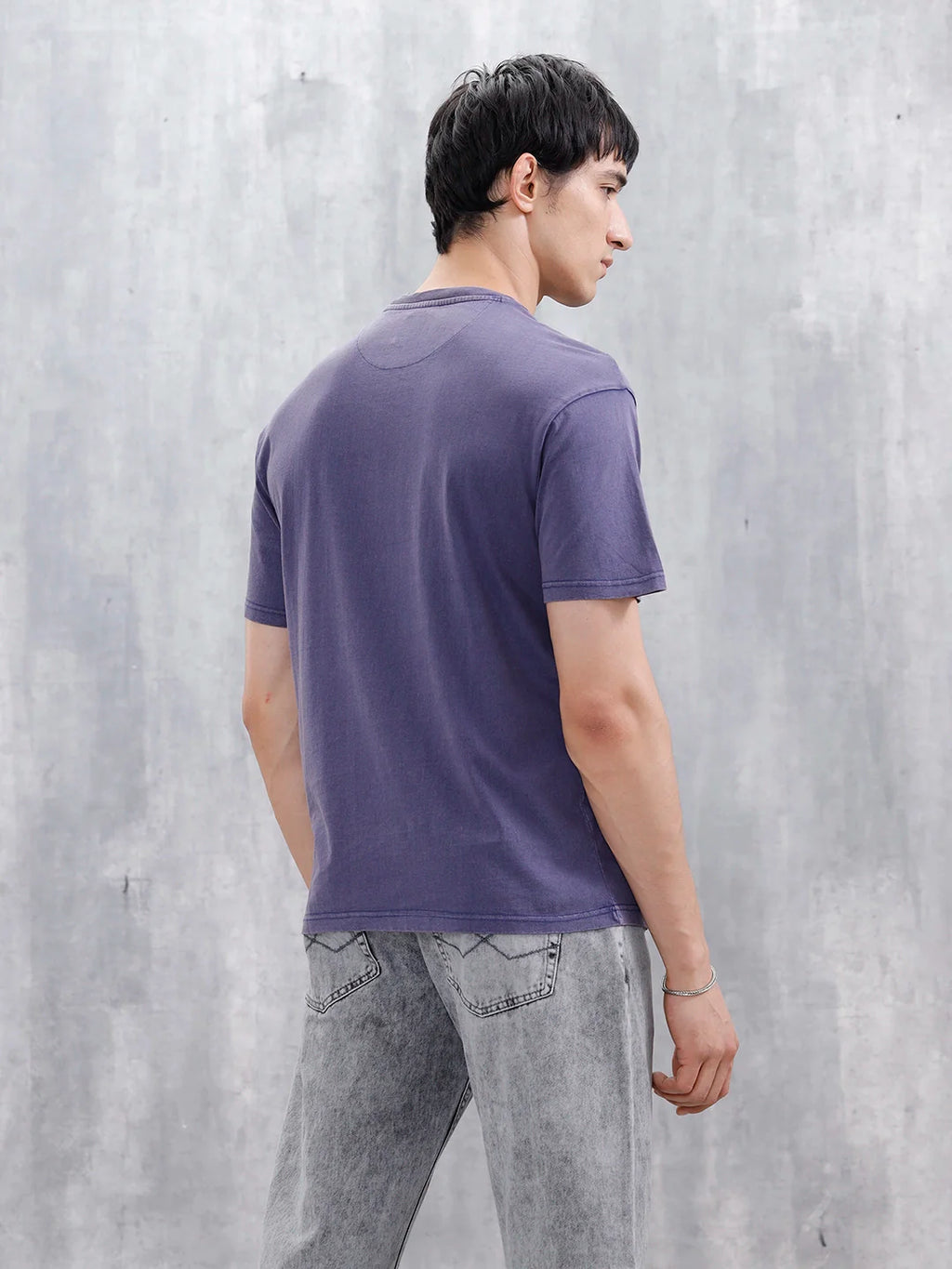 Oversized Washed Distressed Graphic T-Shirt  | Navy Blue