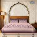 Serene 300 TC 100% Cotton Bedsheet with Pillow Covers, Panel Design - Aranya Mauve