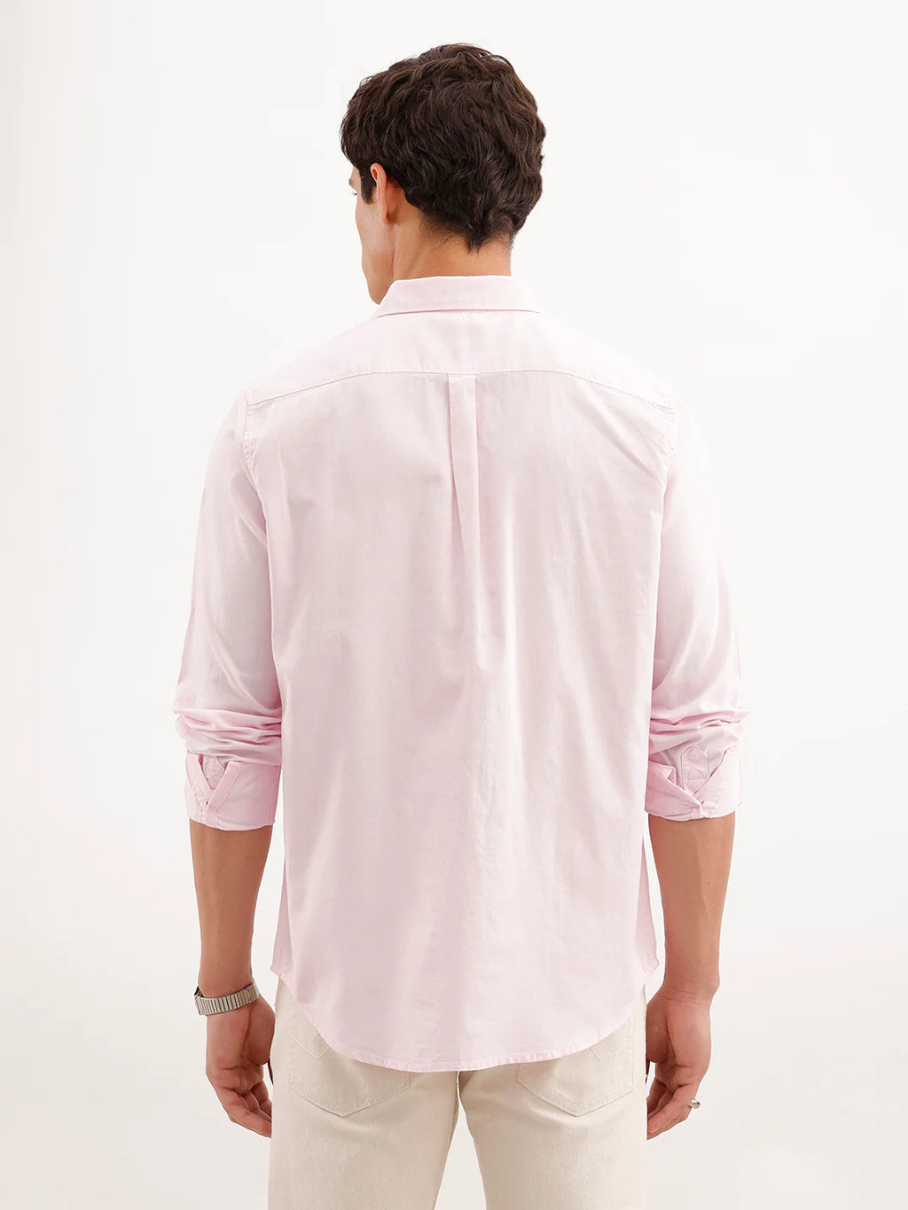 Soild Slim Fit 100% Cotton Shirt  | Pink