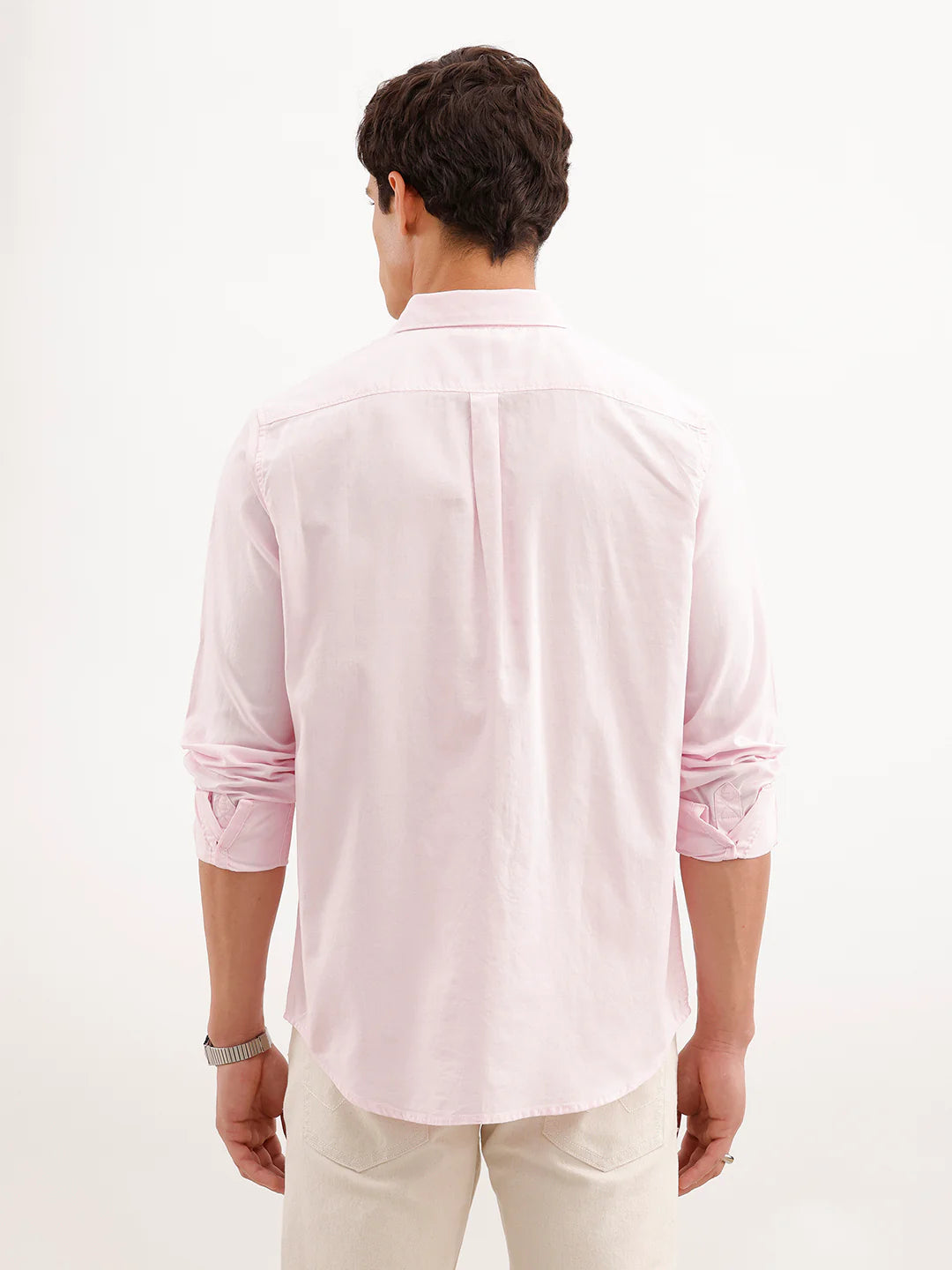 Soild Slim Fit 100% Cotton Shirt  | Pink