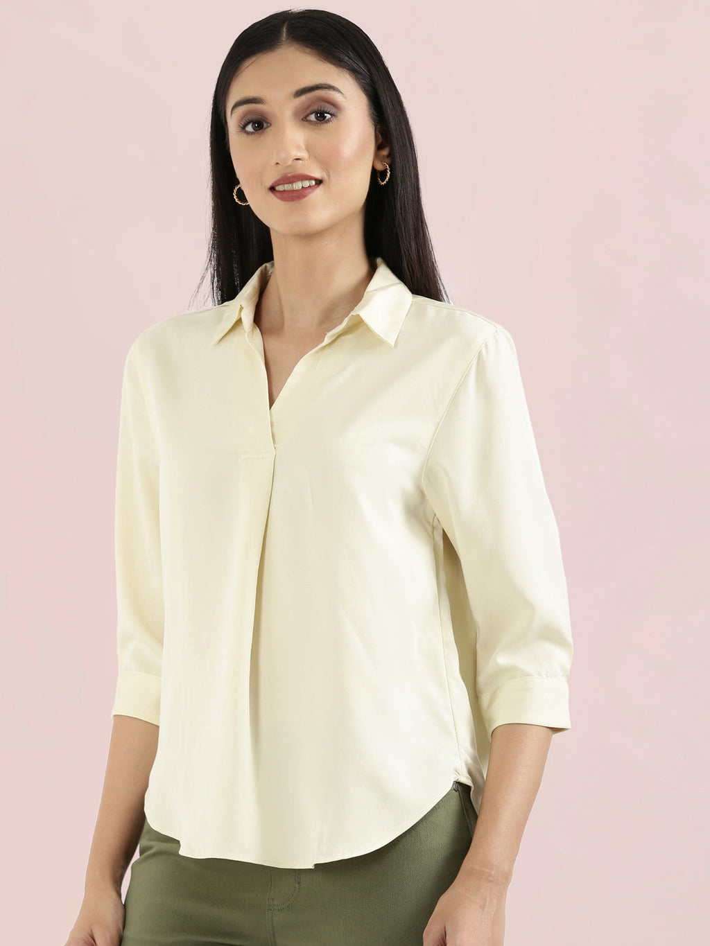 Rayon Polo Collar Top