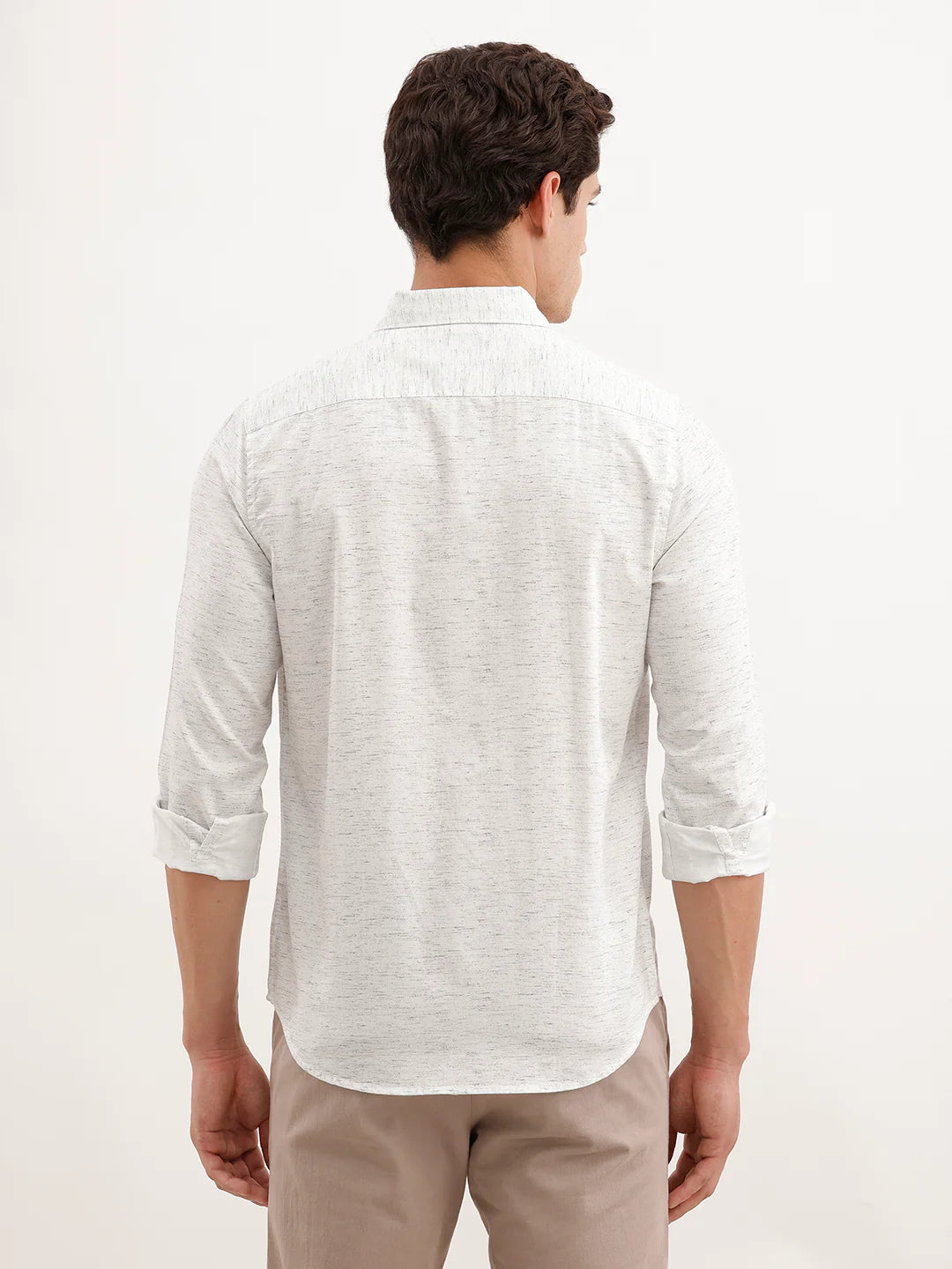Slim Fit AOP Full Sleeved Shirt  | White